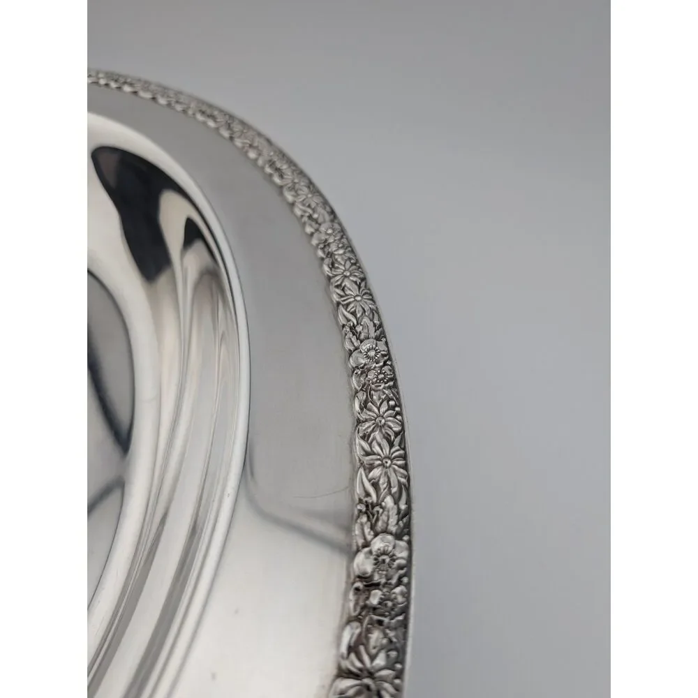 Vintage Wm Rogers Primrose 7812 Silver-plate Serving Bowl Floral Rim 11